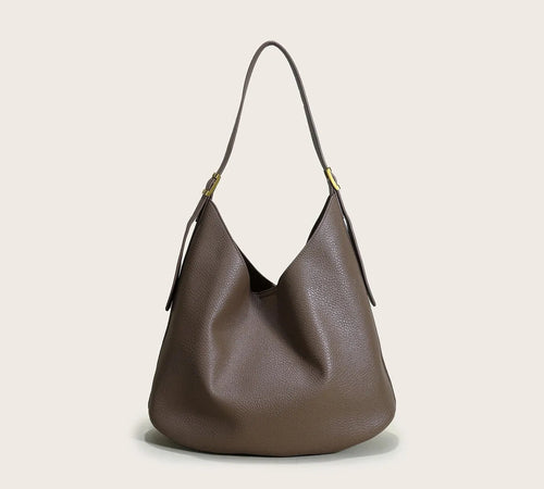 Bolsa feminina de couro legítimo estilo vintage formato bucket grande capacidade