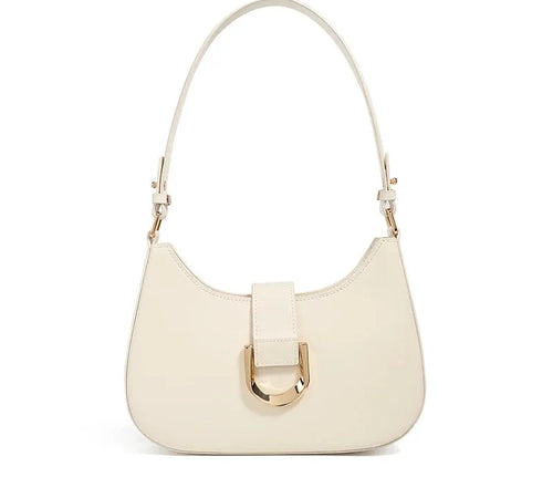Bolsa feminina de couro legítimo grande capacidade minimalista branca