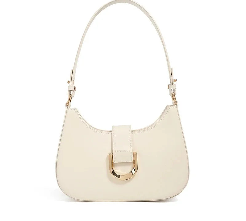 Bolsa feminina de couro legítimo grande capacidade minimalista branca