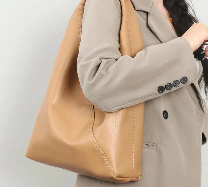 Bolsa feminina de couro legítimo grande capacidade tote para compras e ombro