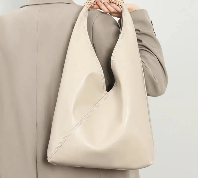 Bolsa feminina de couro legítimo grande capacidade tote para compras e ombro