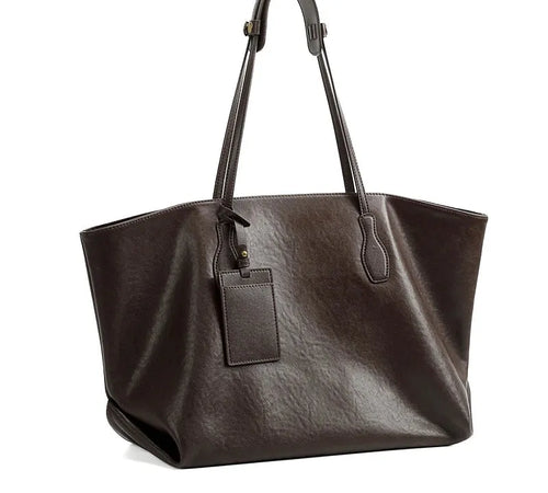 Bolsa feminina de couro legítimo grande estilo vintage tote ombro confortável