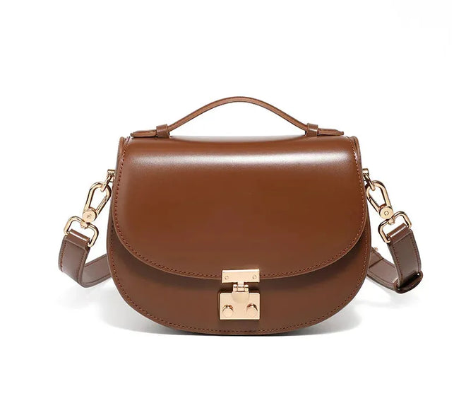 Bolsa feminina de couro legítimo minimalista para ombro e transversal Coffee 19 6 15