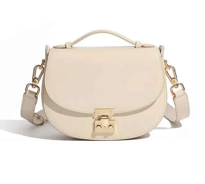 Bolsa feminina de couro legítimo minimalista para ombro e transversal Off white 19 6 15