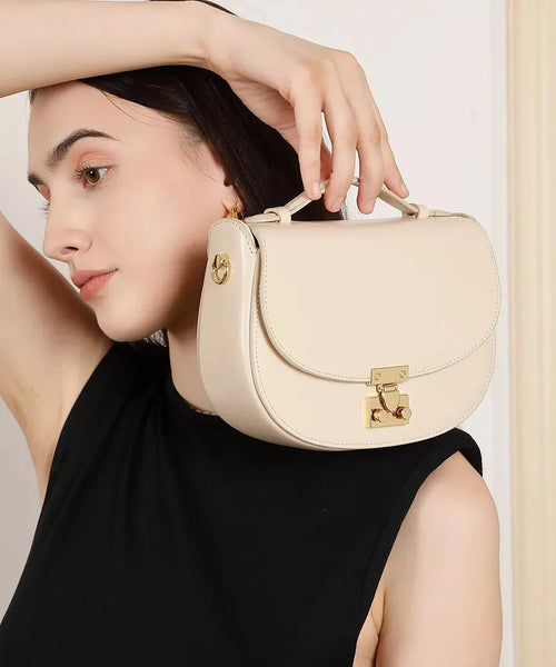 Bolsa feminina de couro legítimo minimalista para ombro e transversal
