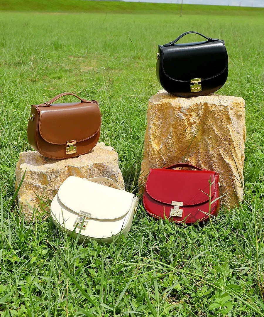Bolsa feminina de couro legítimo minimalista para ombro e transversal
