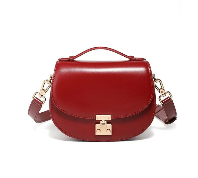 Bolsa feminina de couro legítimo minimalista para ombro e transversal