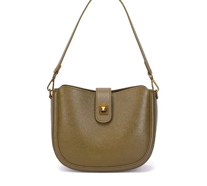 Bolsa feminina de couro legítimo minimalista para ombro e transversal tea green 24 9 19