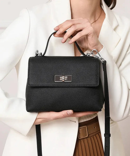 Bolsa feminina de couro legítimo pequena quadrada vintage para ombro