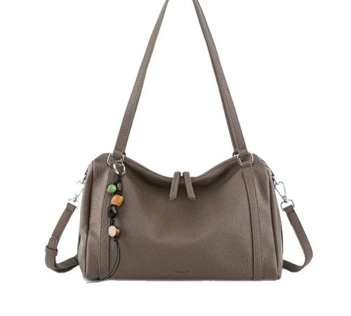Bolsa feminina de couro legítimo vintage estilo baguete grande capacidade