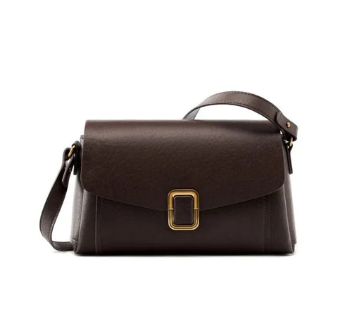 Bolsa feminina pequena de couro legítimo transversal e de ombro vintage