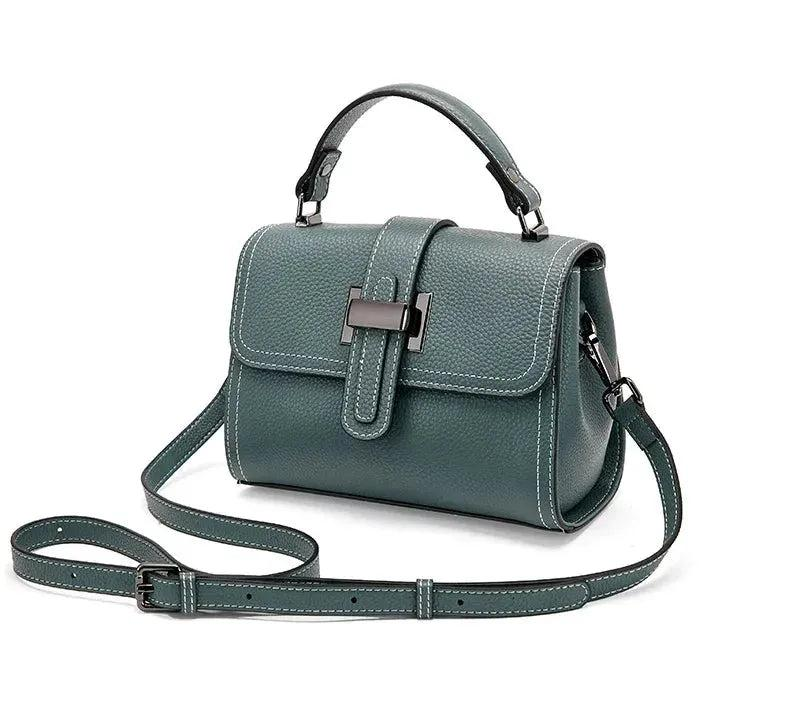 Bolsa feminina pequena de couro legítimo transversal quadrada com alça única Blue 21 10 16
