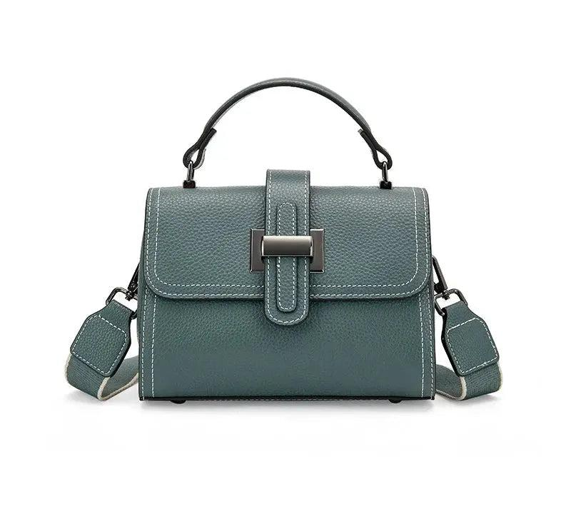 Bolsa feminina pequena de couro legítimo transversal quadrada com alça única