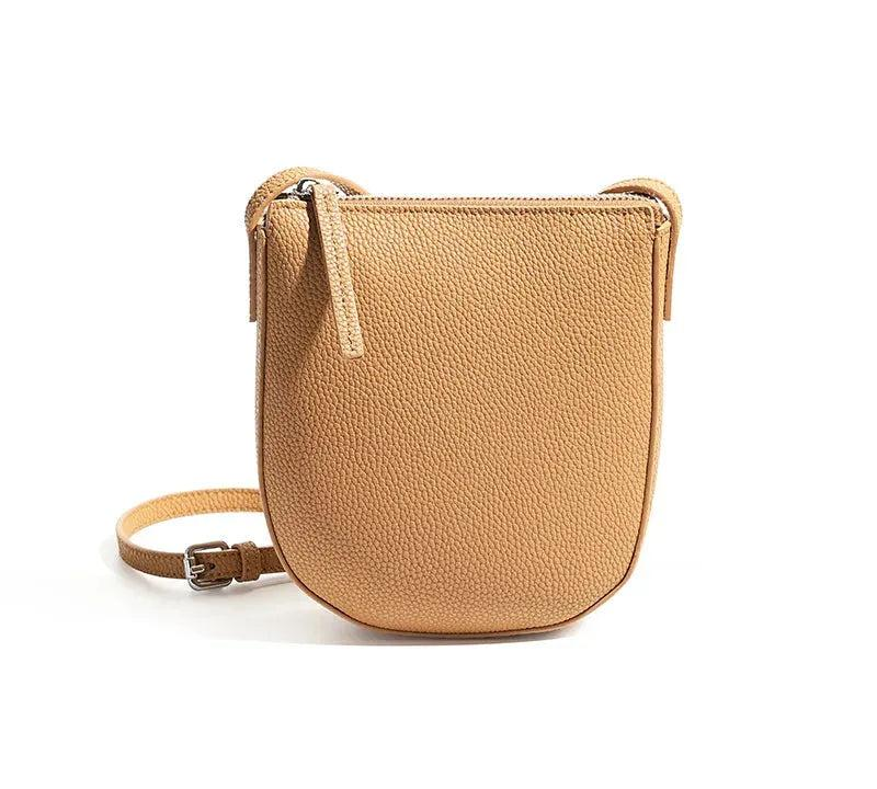 Bolsa feminina pequena de couro legítimo vintage para celular e ombro Biscuit color 16 5 19