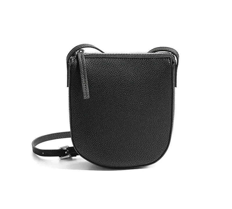 Bolsa feminina pequena de couro legítimo vintage para celular e ombro black 16 5 19