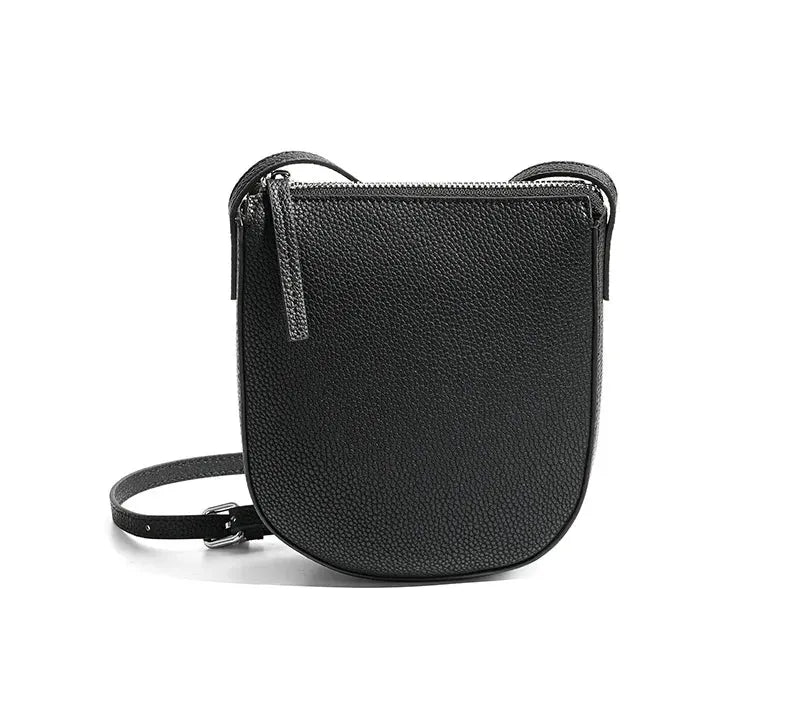 Bolsa feminina pequena de couro legítimo vintage para celular e ombro black 16 5 19