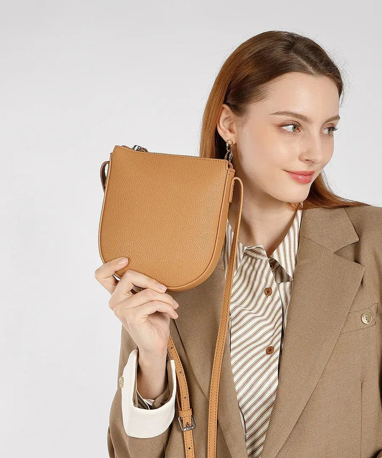Bolsa feminina pequena de couro legítimo vintage para celular e ombro