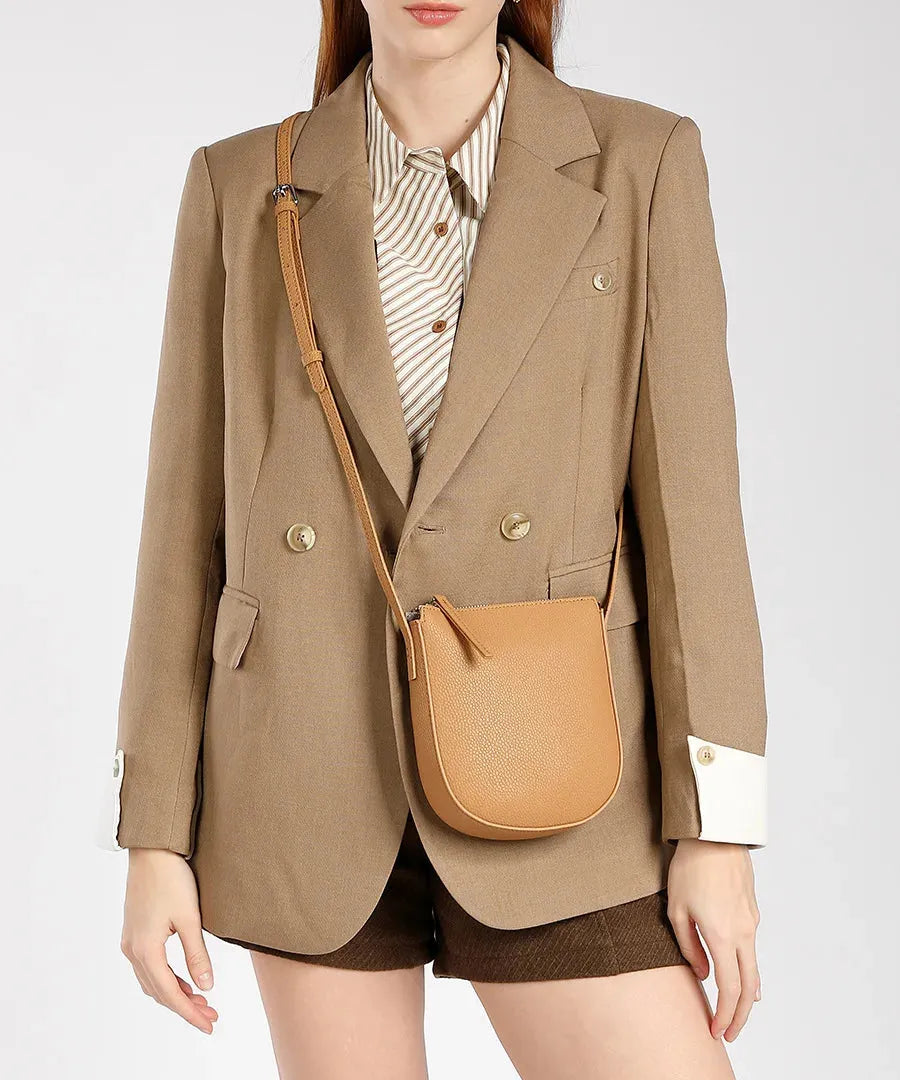 Bolsa feminina pequena de couro legítimo vintage para celular e ombro