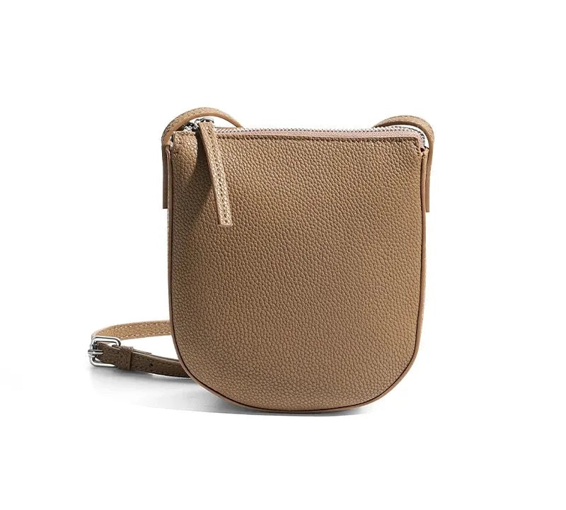 Bolsa feminina pequena de couro legítimo vintage para celular e ombro