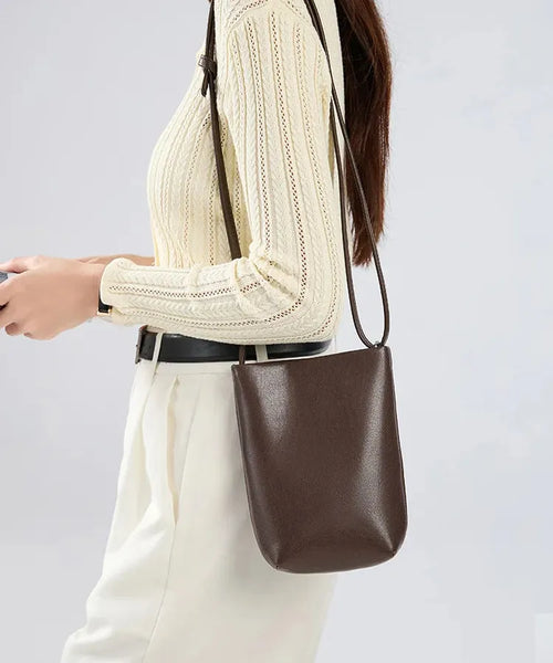 Bolsa pequena feminina de couro legítimo vintage para celular e transversal