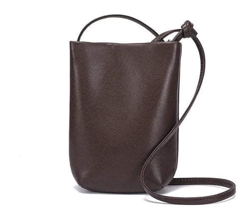 Bolsa pequena feminina de couro legítimo vintage para celular e transversal