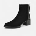 Bota de Cano Curto em Couro Suede para Mulheres – Bico Quadrado e Salto Médio Preto