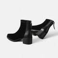 Bota de Cano Curto em Couro Suede para Mulheres – Bico Quadrado e Salto Médio