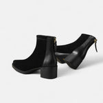 Bota de Cano Curto em Couro Suede para Mulheres – Bico Quadrado e Salto Médio