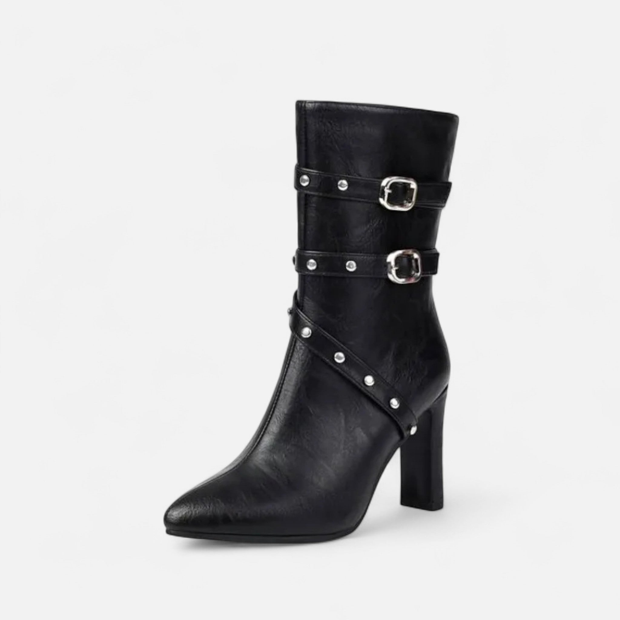 Bota de Couro Feminina – Inverno Luxe com Bico Fino Preto