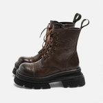 Bota de Plataforma de Inverno com Forro de Pelúcia para Mulheres Marrom