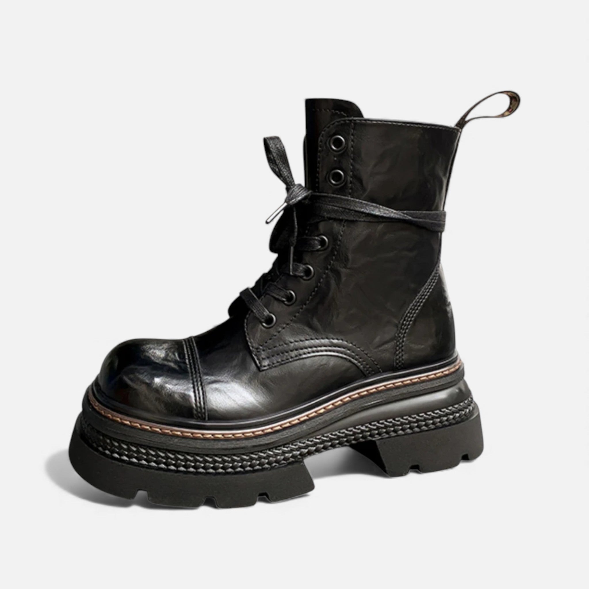 Bota de Plataforma de Inverno com Forro de Pelúcia para Mulheres Preto
