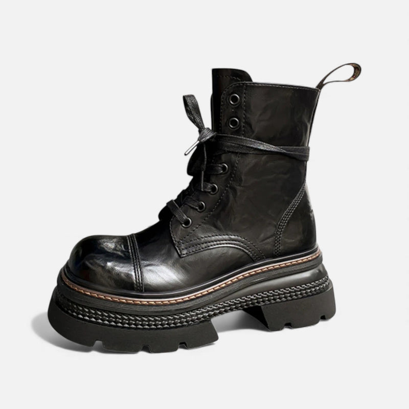 Bota de Plataforma de Inverno com Forro de Pelúcia para Mulheres Preto