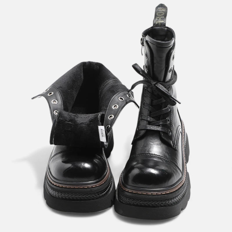 Bota de Plataforma de Inverno com Forro de Pelúcia para Mulheres