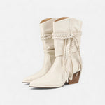Botas Desert Retro Femininas com Salto Chunky Branco