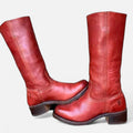 Botas Equestres de Cano Alto para Mulheres Vermelho