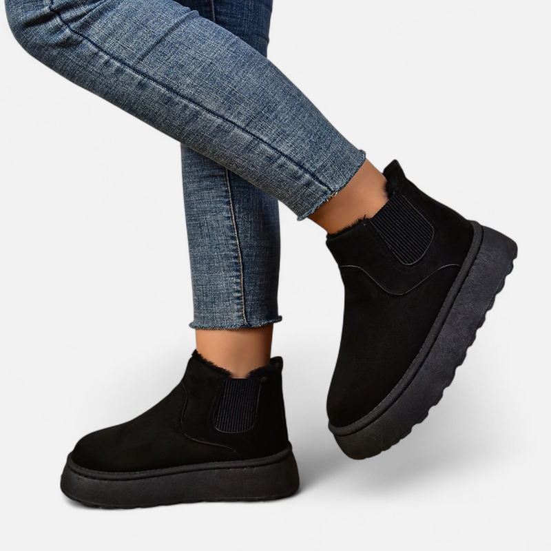 Botas de Ankle de Plataforma Curta em Plush para Mulheres