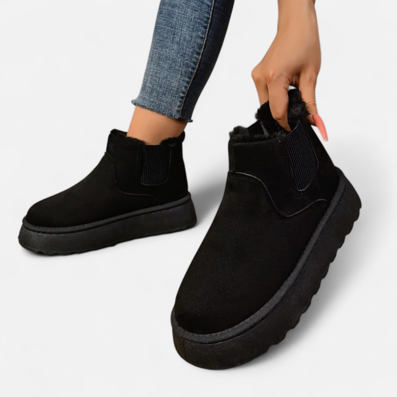 Botas de Ankle de Plataforma Curta em Plush para Mulheres