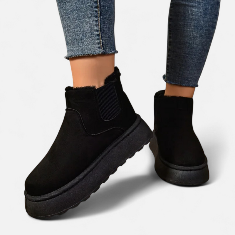 Botas de Ankle de Plataforma Curta em Plush para Mulheres