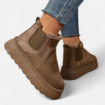 Botas de Ankle de Plataforma Curta em Plush para Mulheres
