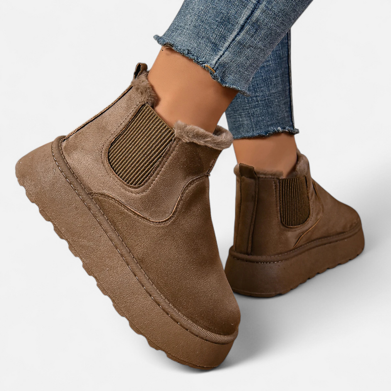 Botas de Ankle de Plataforma Curta em Plush para Mulheres