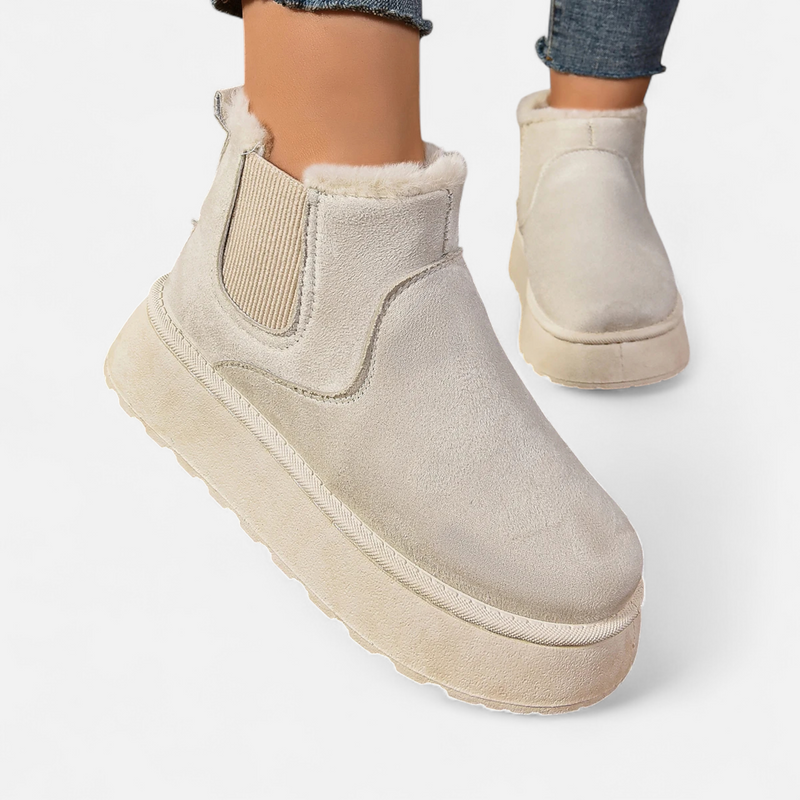 Botas de Ankle de Plataforma Curta em Plush para Mulheres