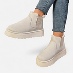 Botas de Ankle de Plataforma Curta em Plush para Mulheres