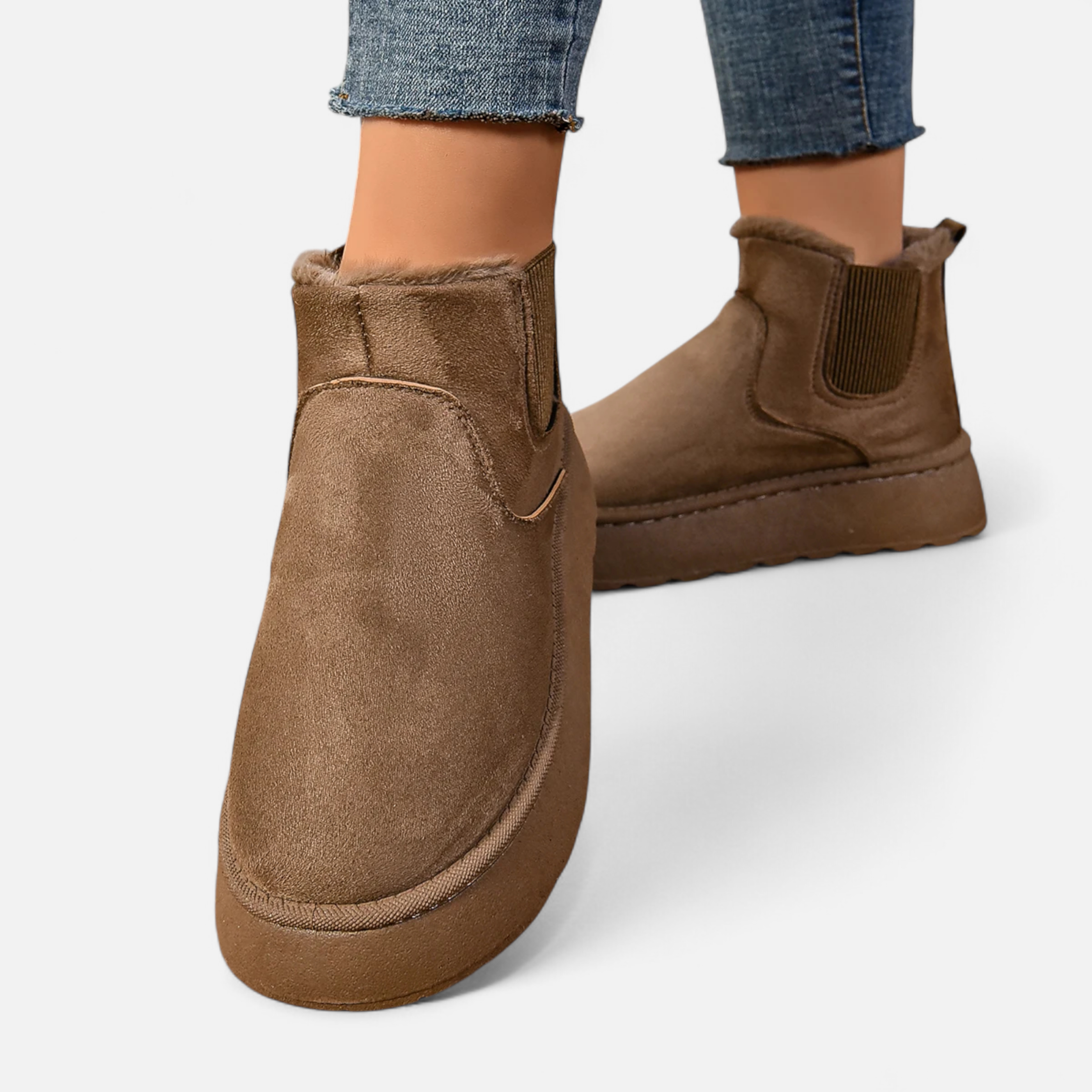 Botas de Ankle de Plataforma Curta em Plush para Mulheres