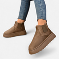 Botas de Ankle de Plataforma Curta em Plush para Mulheres