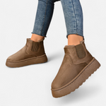 Botas de Ankle de Plataforma Curta em Plush para Mulheres