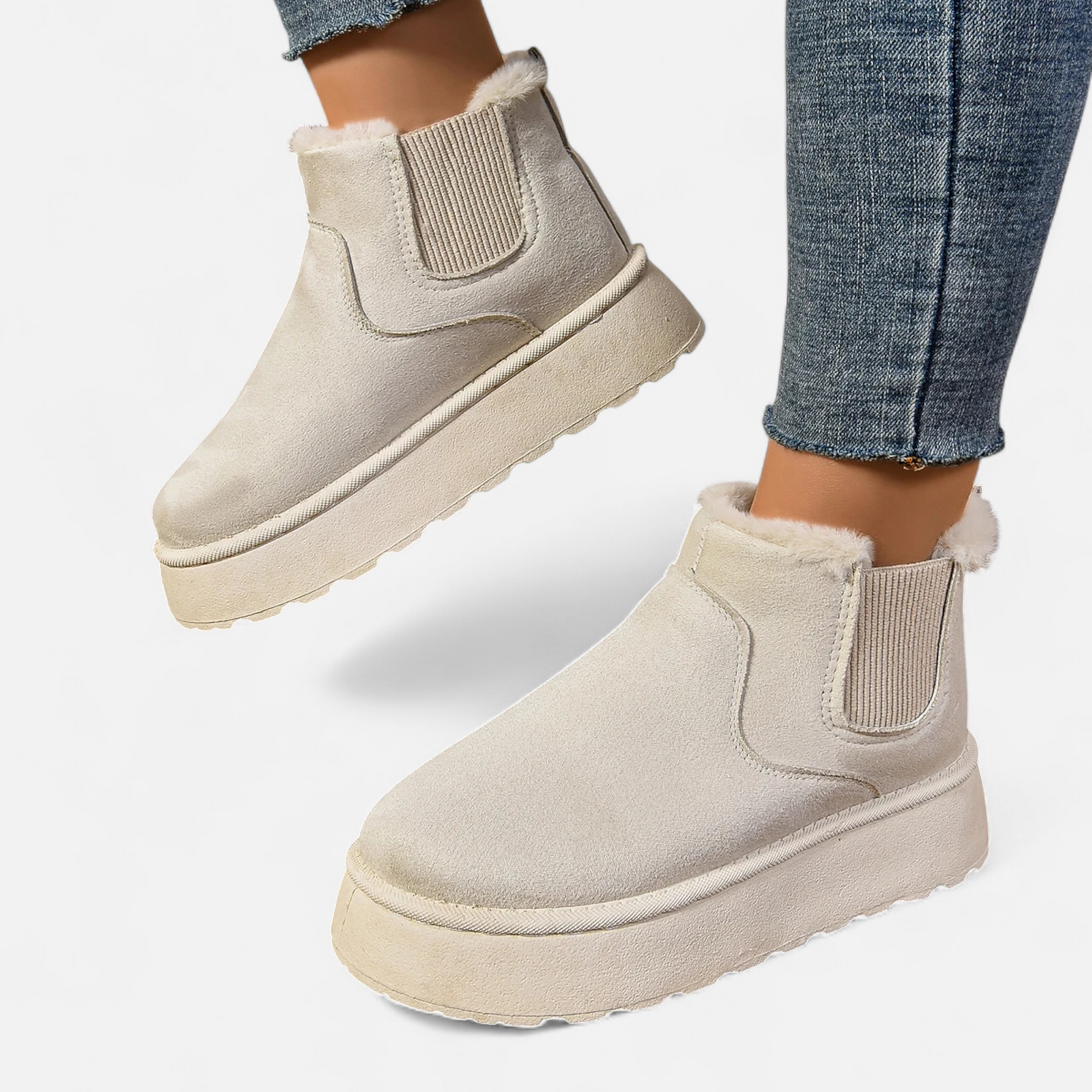 Botas de Ankle de Plataforma Curta em Plush para Mulheres