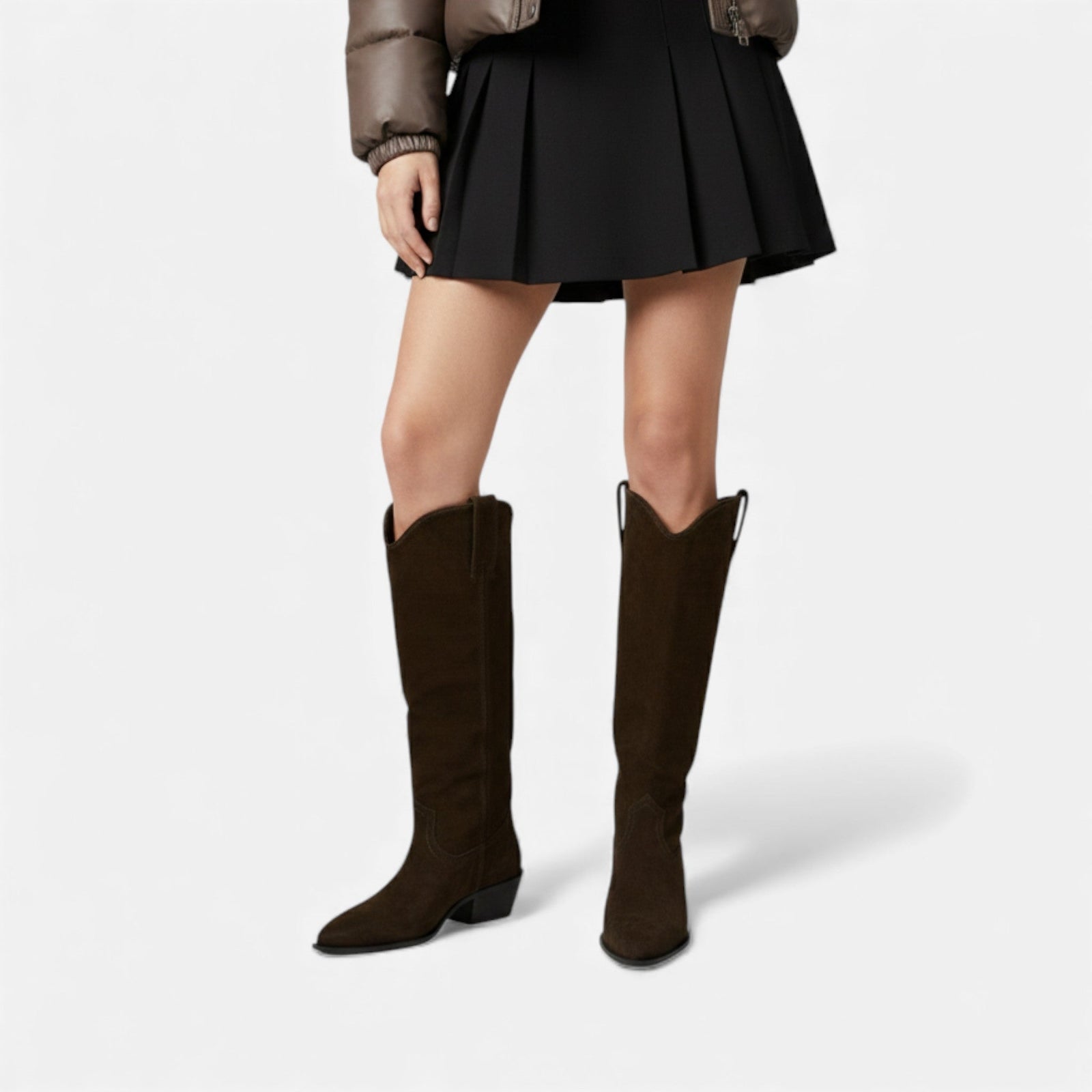 Botas de Camurça Femininas até o Joelho para Outono e Inverno
