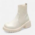 Botas de Cano Curto Slip-On Modernas para Mulheres Bege