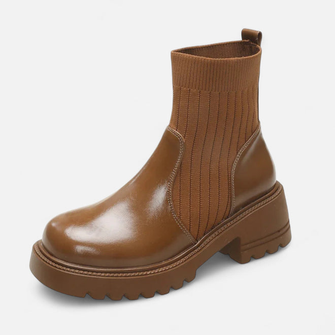 Botas de Cano Curto Slip-On Modernas para Mulheres Marrom