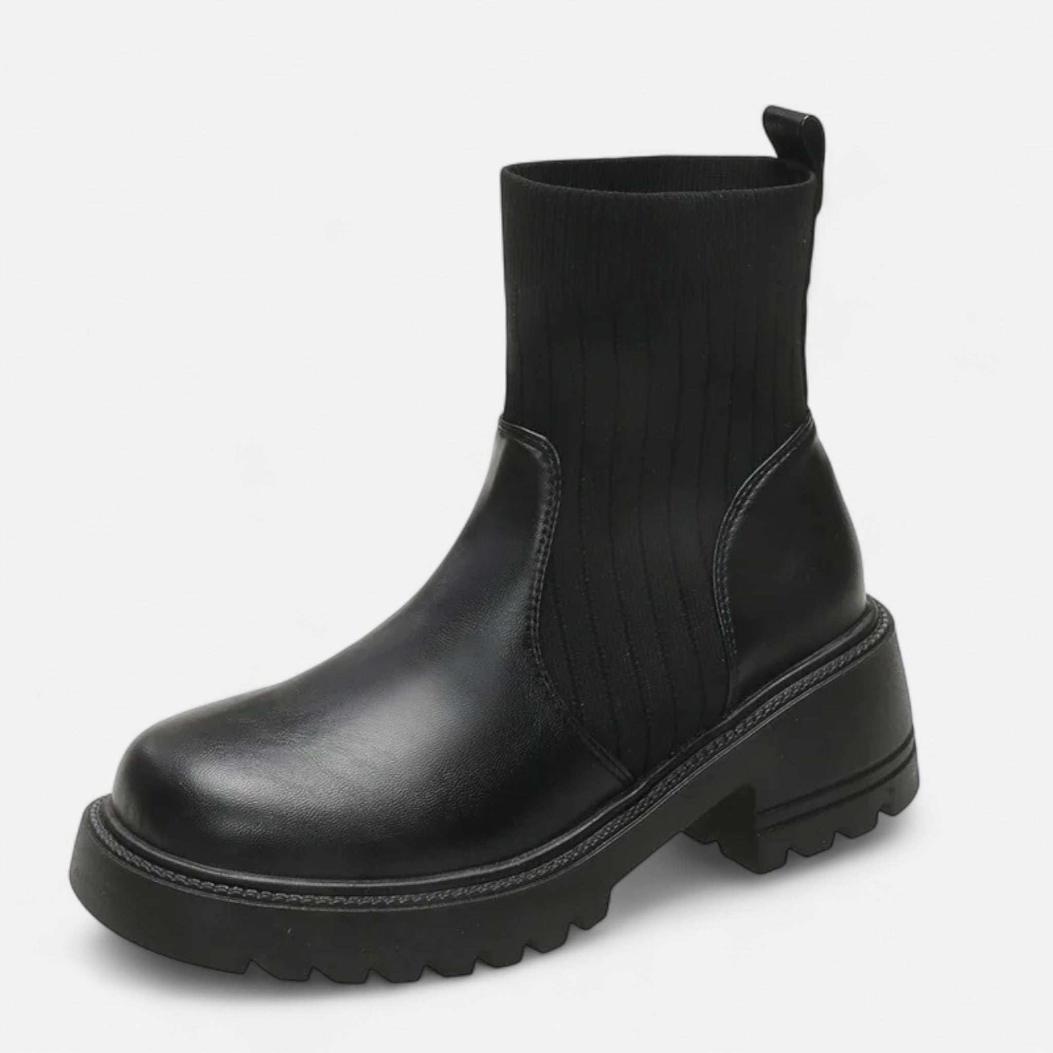 Botas de Cano Curto Slip-On Modernas para Mulheres Preto